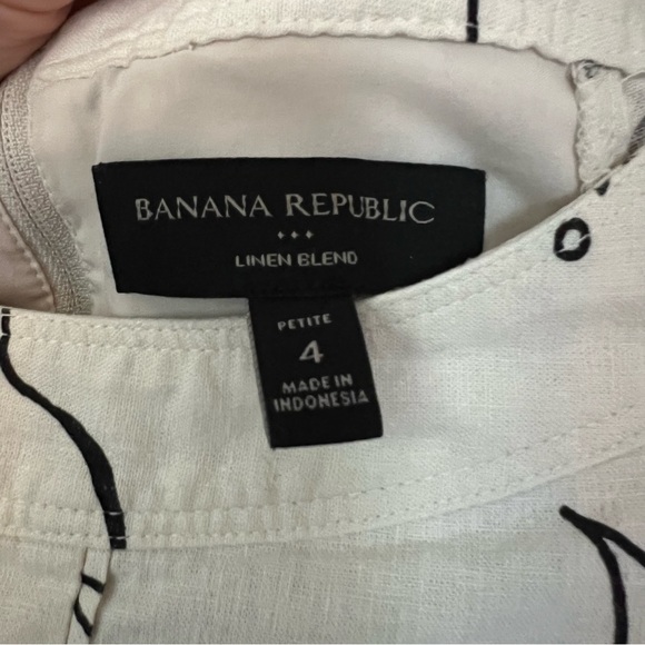 Banana Republic Linen Blend Mini Dress Size 4P Stone Washed Tropical Print - Picture 5 of 8